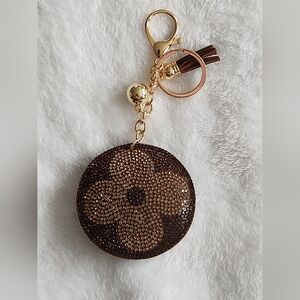 Elegant Brown Poppy Flower Keychain Accessory Luxury Bag Charm